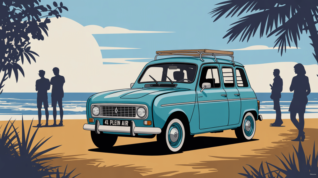 4l plein air voiture de plage vintage française