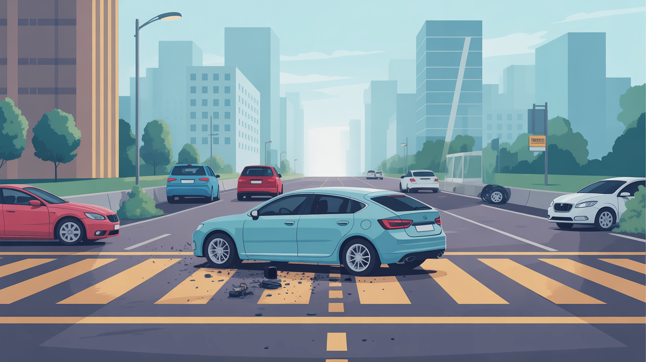 accident voiture garée trottoir illustration urbaine