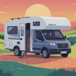 Camping-car sur cales camping-car 4 niveaux en pente