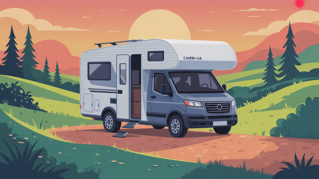 Camping-car sur cales camping-car 4 niveaux en pente