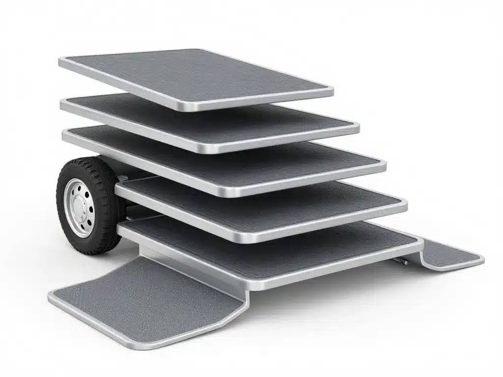 Détails techniques cales camping-car 4 niveaux robustes