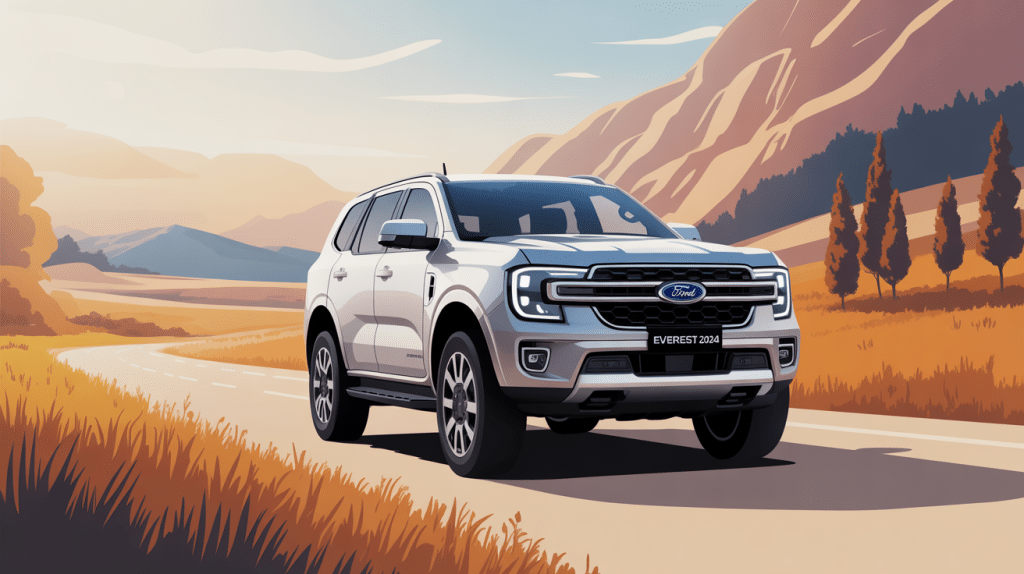 ford everest 2024 france suv 4x4 familial route vectorielle