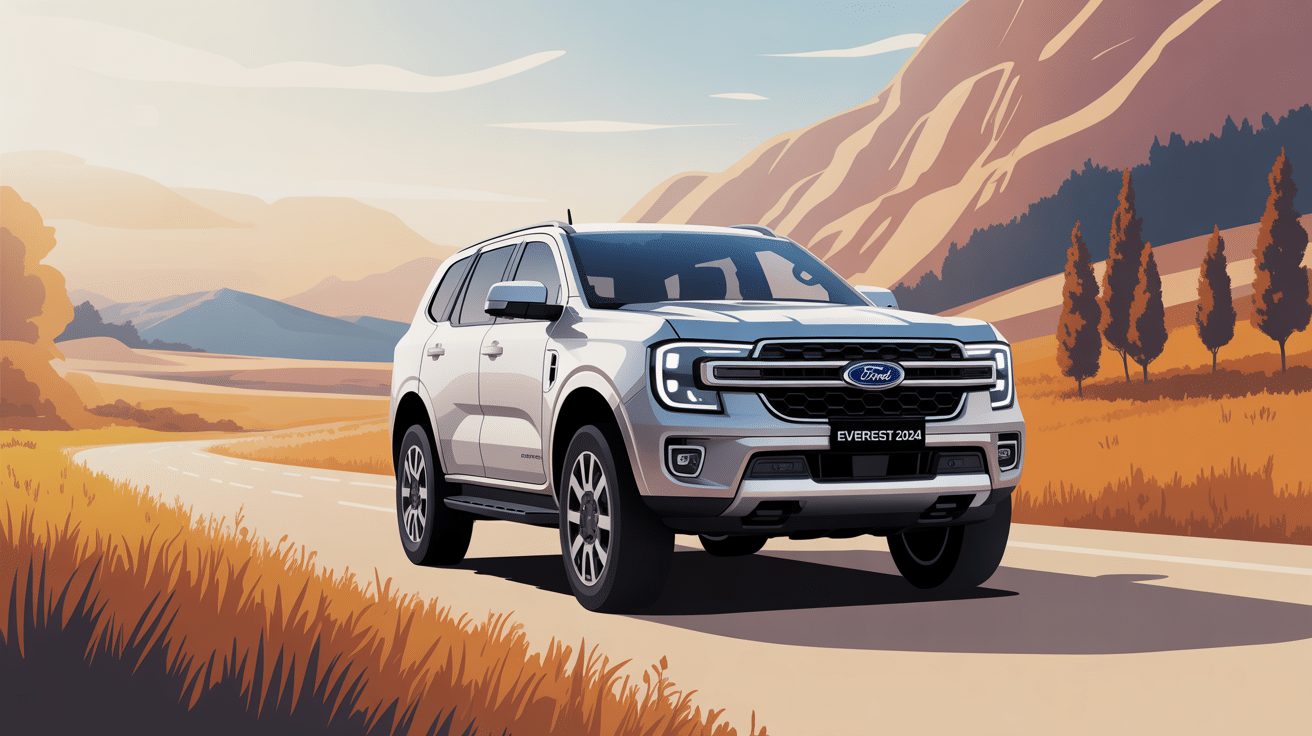 ford everest 2024 france suv 4x4 familial route vectorielle