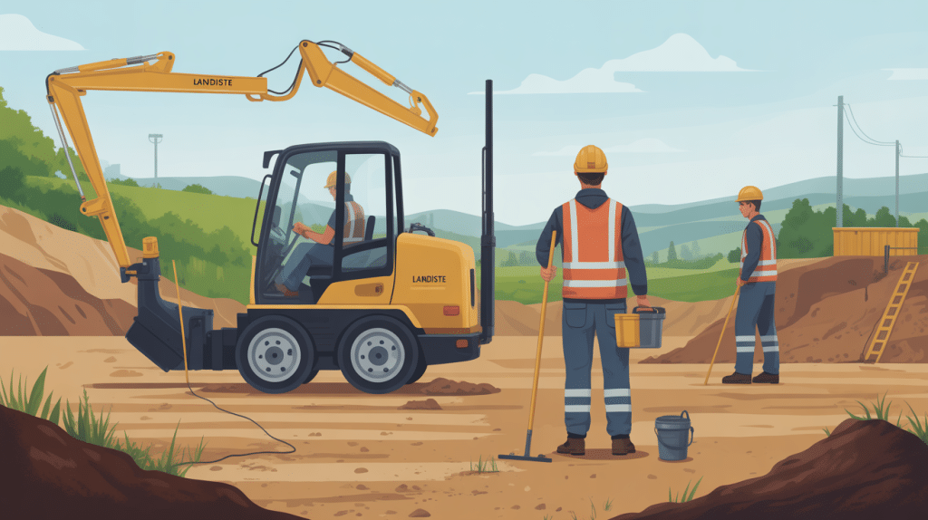 illustration landiste sur chantier travaux publics