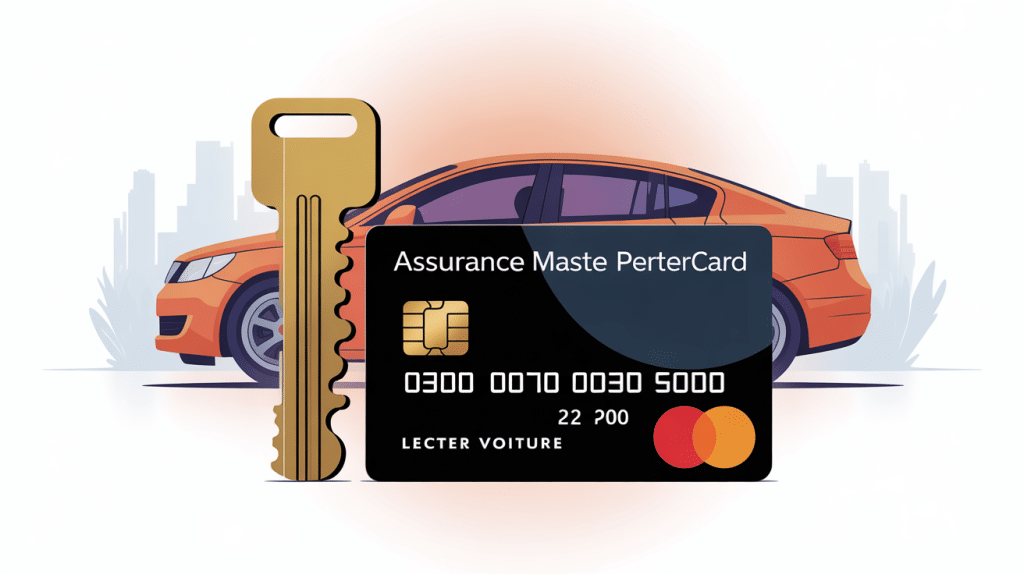 perte clé voiture assurance mastercard clé et carte en avant-plan