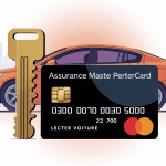 perte clé voiture assurance mastercard clé et carte en avant-plan