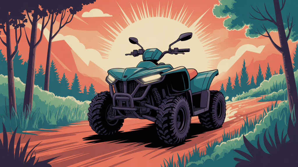 Quad blaster 200 sur chemin forestier tout-terrain