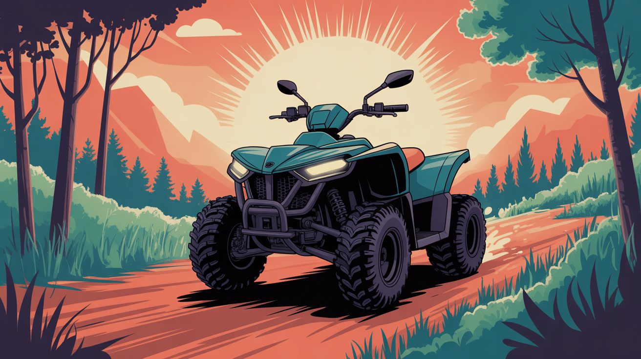 Quad blaster 200 sur chemin forestier tout-terrain