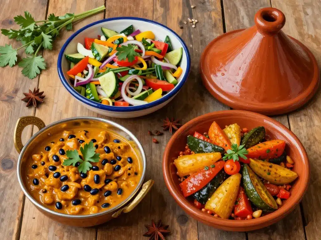 Plats à base de lobia curry salade tajine