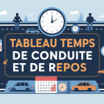tableau : temps de conduite et de repos, illustration globale conducteurs routiers
