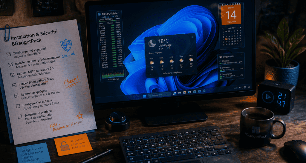 Ajouter des widget a 8 gadget sur bureau Windows 11