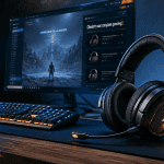 Casque gaming comparatif sur bureau moderne