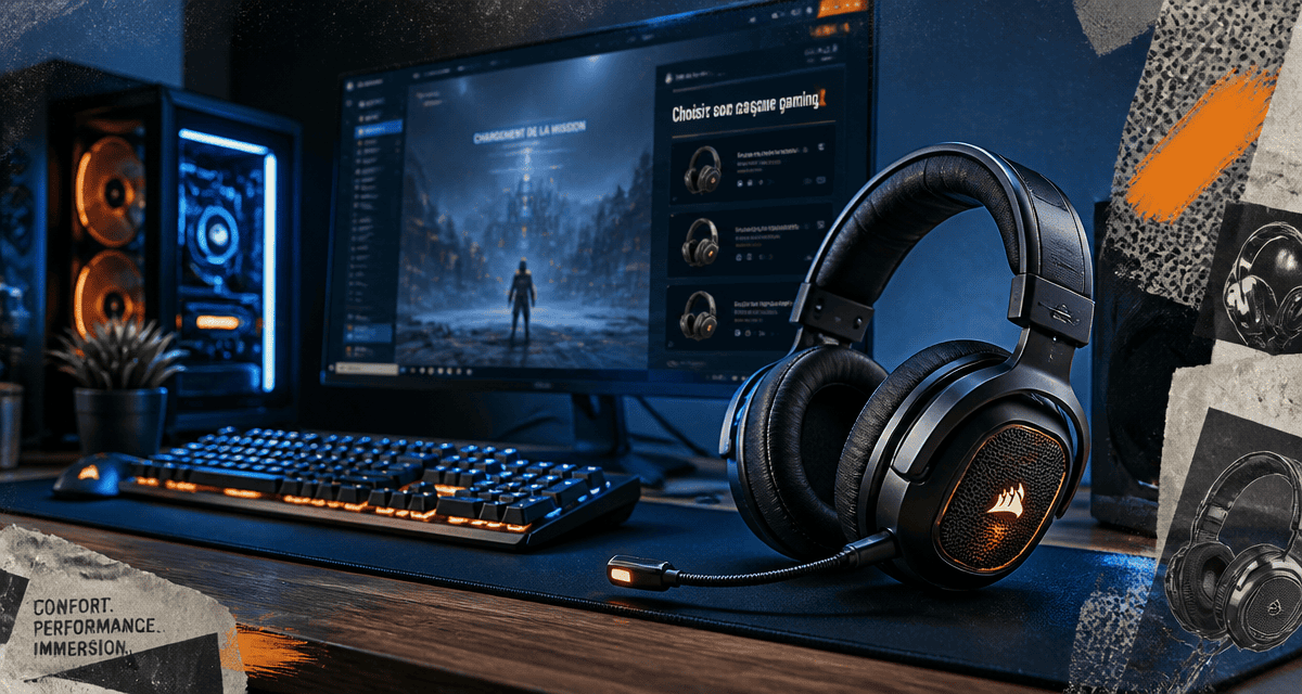 Casque gaming comparatif sur bureau moderne