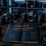 Comparatif appareil photo, hybrides et reflex sur table