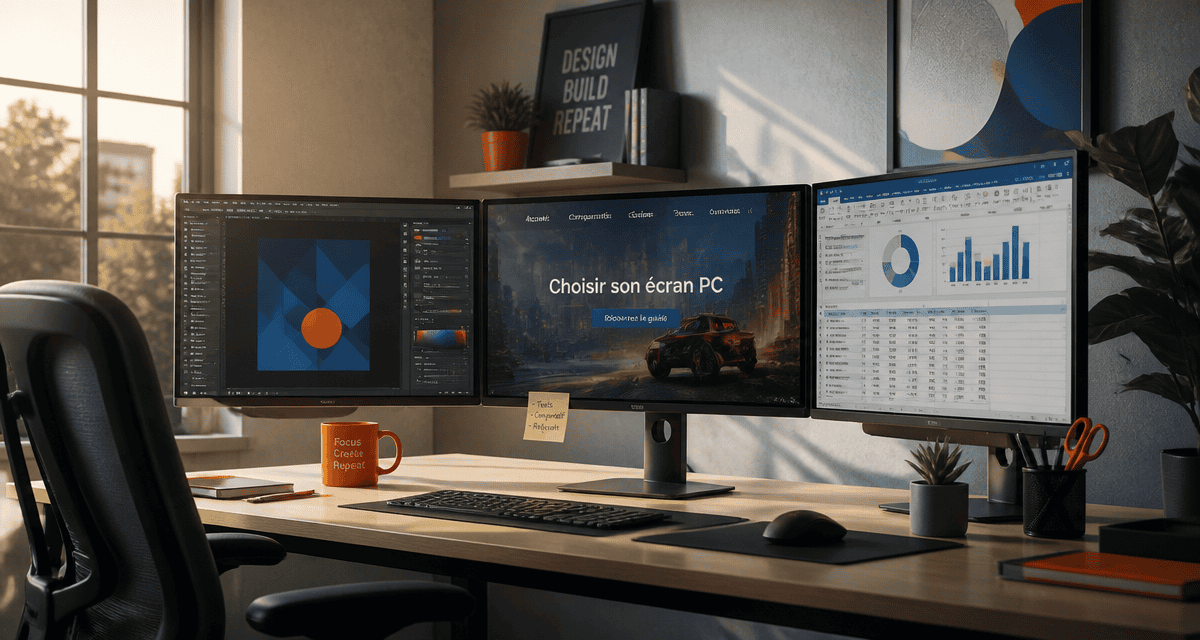 comparatif écran pc trois écrans bureau moderne