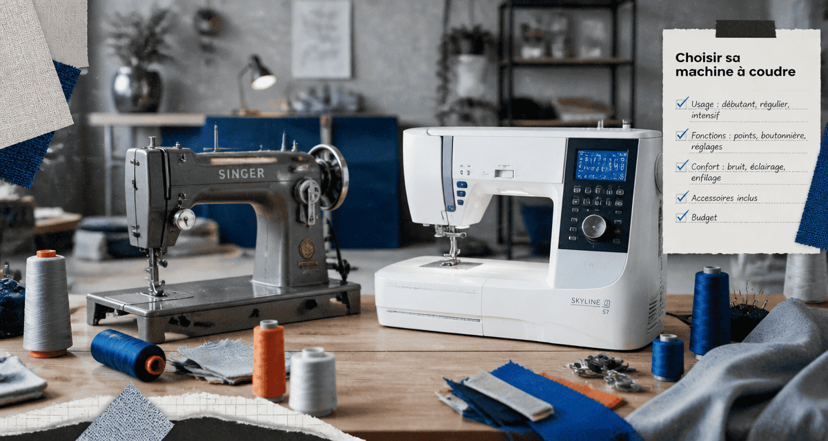 Comparatif machine à coudre UFC Que Choisir sur table atelier