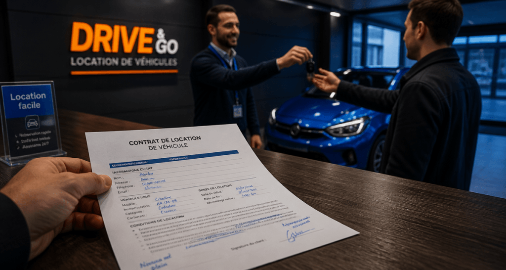 contrat de location de voiture signé en agence