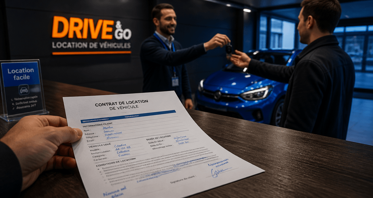 contrat de location de voiture signé en agence