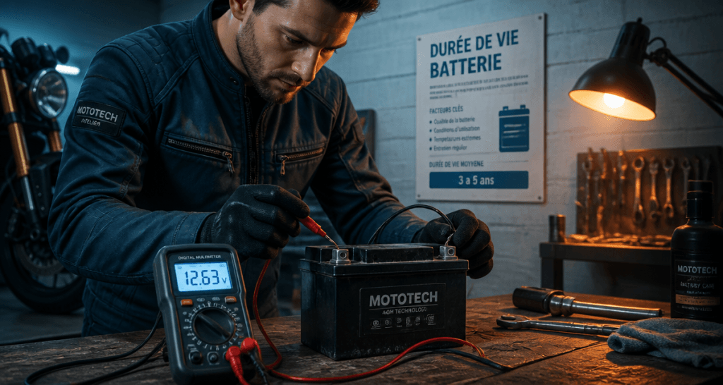 durée de vie batterie moto atelier contrôle