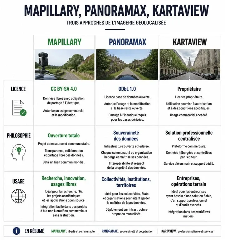 Comparatif des alternatives à Google Street View : Mapillary, Panoramax et KartaView
