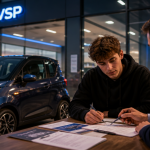 Leasing voiture sans permis devant concessionnaire