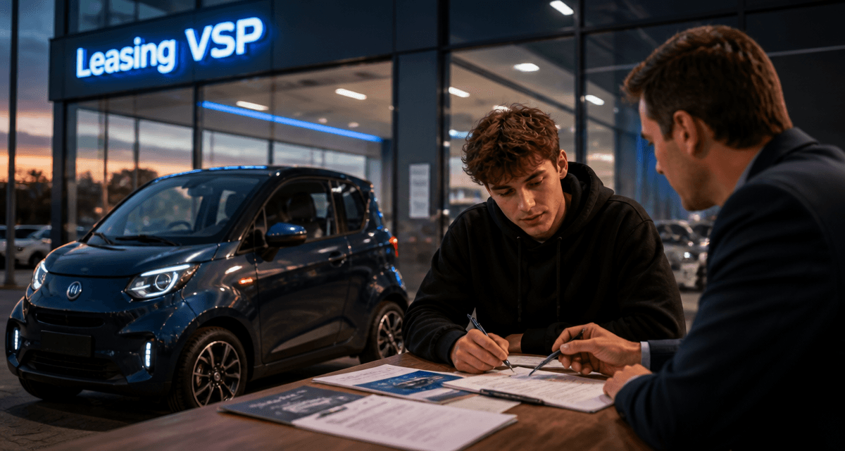 Leasing voiture sans permis devant concessionnaire
