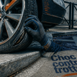 pneu crevé trottoir hernie flanc entaille voiture