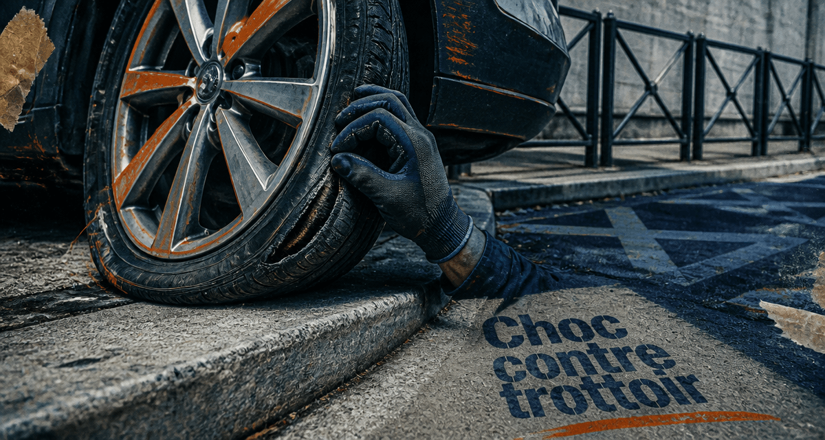 pneu crevé trottoir hernie flanc entaille voiture