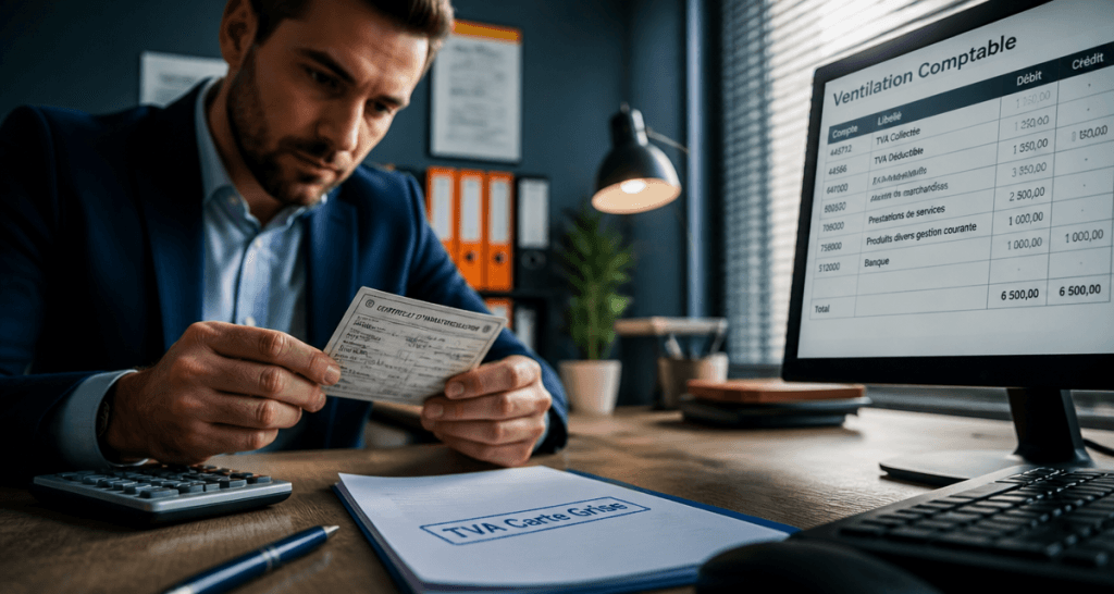 tva carte grise sur bureau comptable