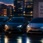 voiture hybride avis trois modèles sur parking urbain