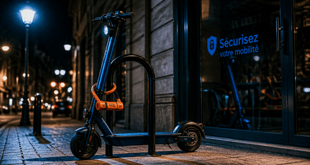 vol trottinette électrique sans assurance attachée lampadaire
