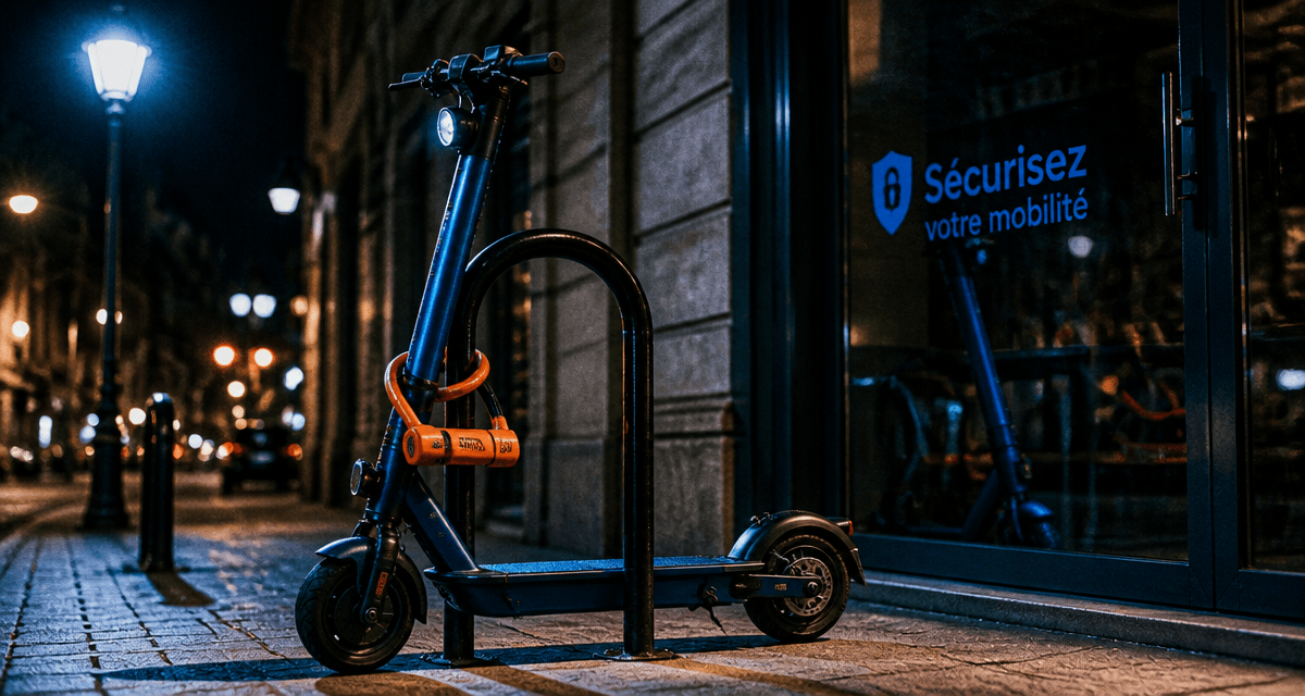 vol trottinette électrique sans assurance attachée lampadaire