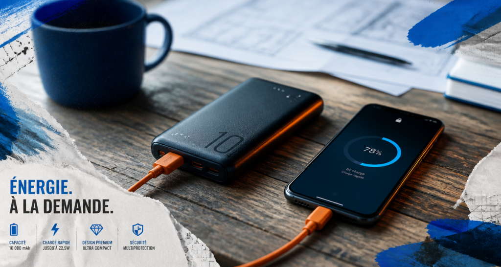 batterie externe 10000mah combien de charge avec smartphone sur table