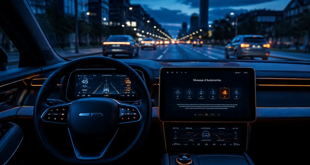 Conduite autonome intérieur voiture moderne