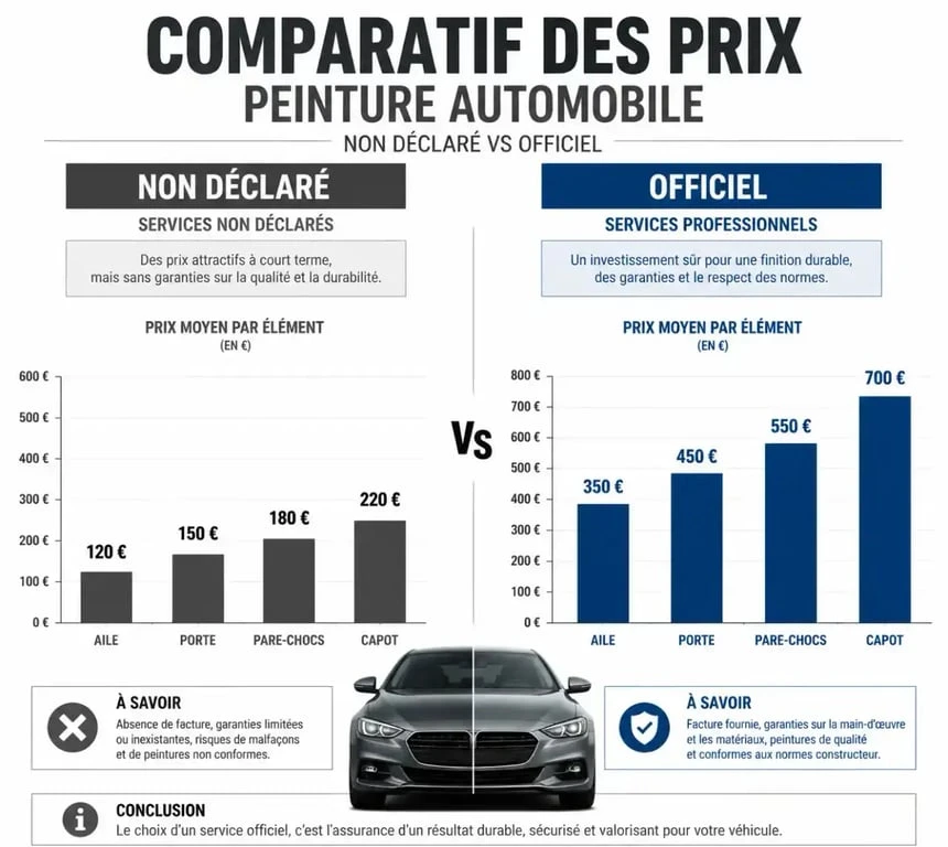 Comparatif des prix de peinture automobile entre un carrossier au black et un professionnel agréé