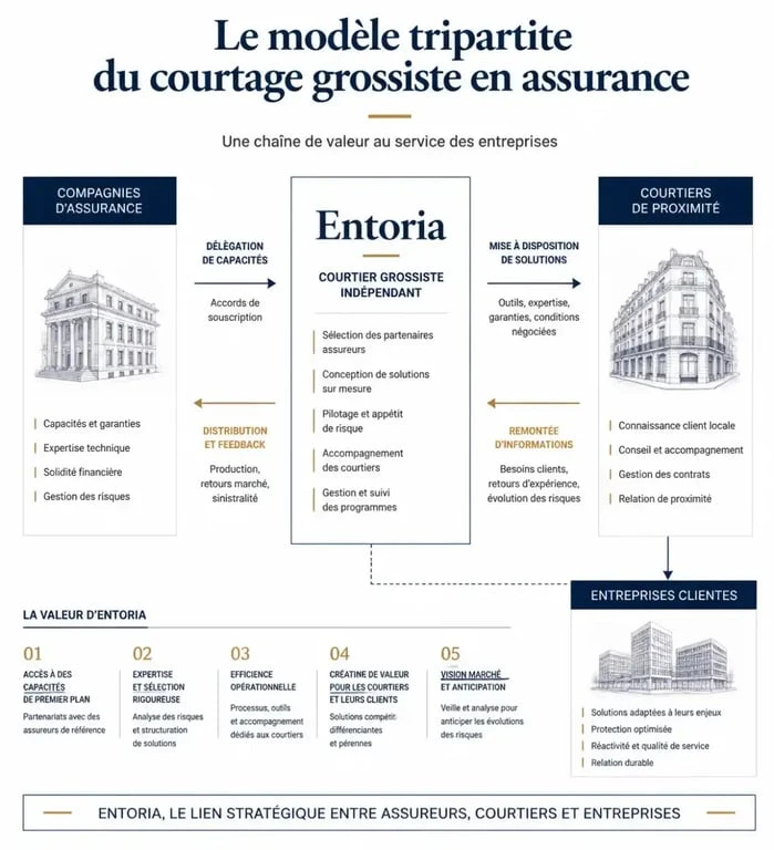 Schéma explicatif du fonctionnement d'Entoria courtage grossiste en assurance