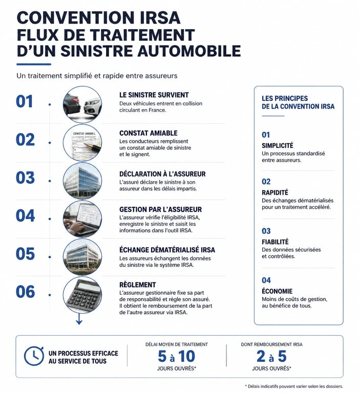 Schéma explicatif du fonctionnement des conventions assurances comme l'IRSA pour la gestion des sinistres