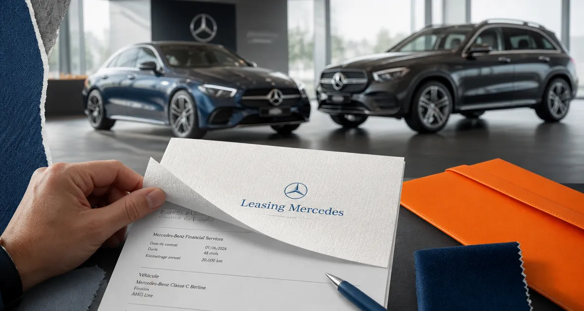 Leasing voiture Mercedes, signature contrat dans showroom