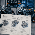Motos automatiques DCT CVT E-Clutch alignées en atelier