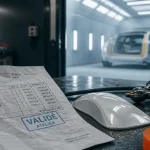 Carrossier au black prix : devis, peinture et pistolet sur plan de travail