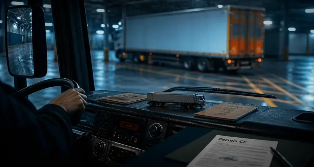 Permis c e : cabine poids lourd et étapes conducteur