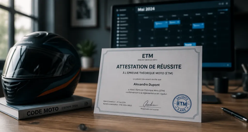 validité code moto attestation et casque moto