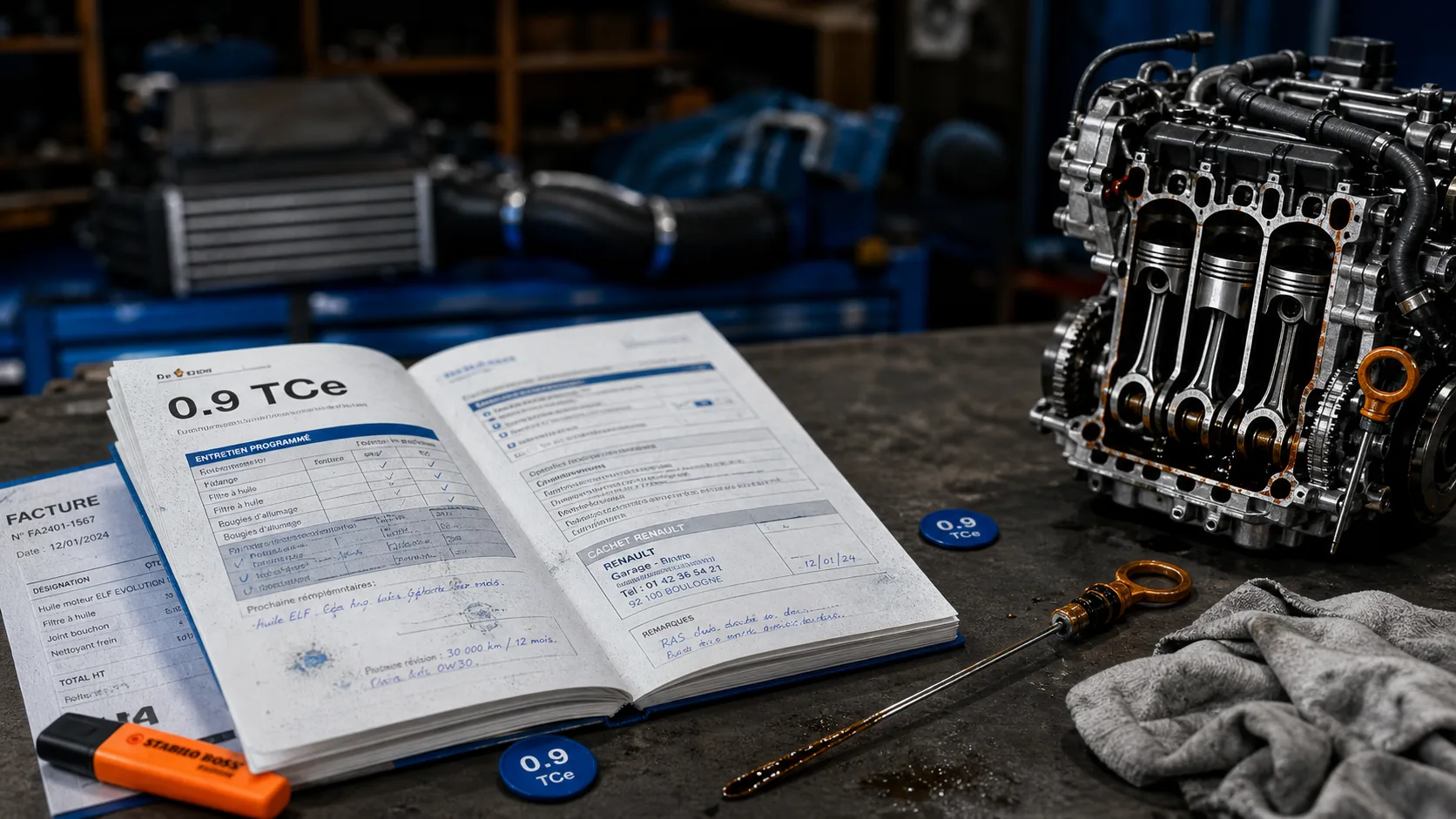 0.9 tce fiabilité : atelier et moteur 3 cylindres, contrôle huile et carnet d’entretien