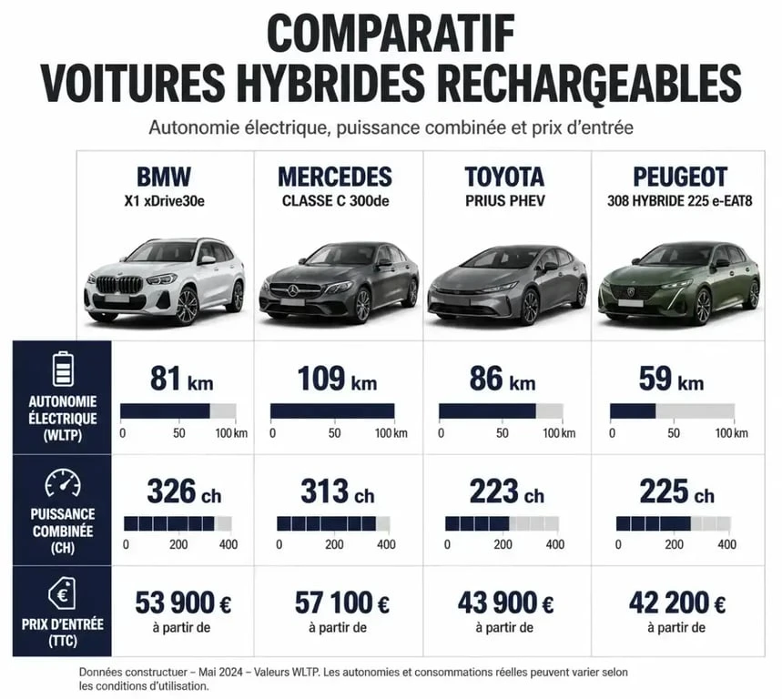 Comparatif des meilleures voitures hybrides rechargeables 2026 : autonomie et prix