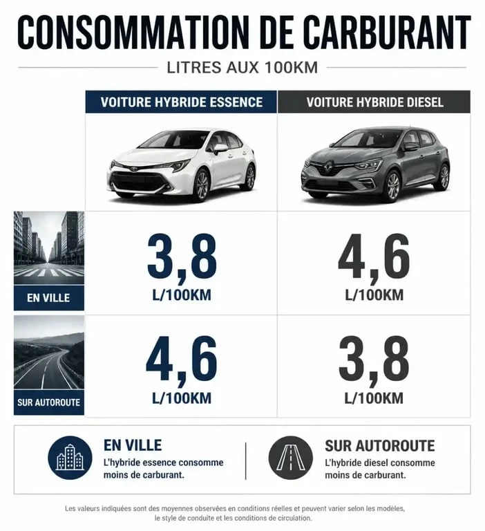 Comparatif consommation carburant hybride essence vs hybride diesel pour choisir sa voiture hybride diesel