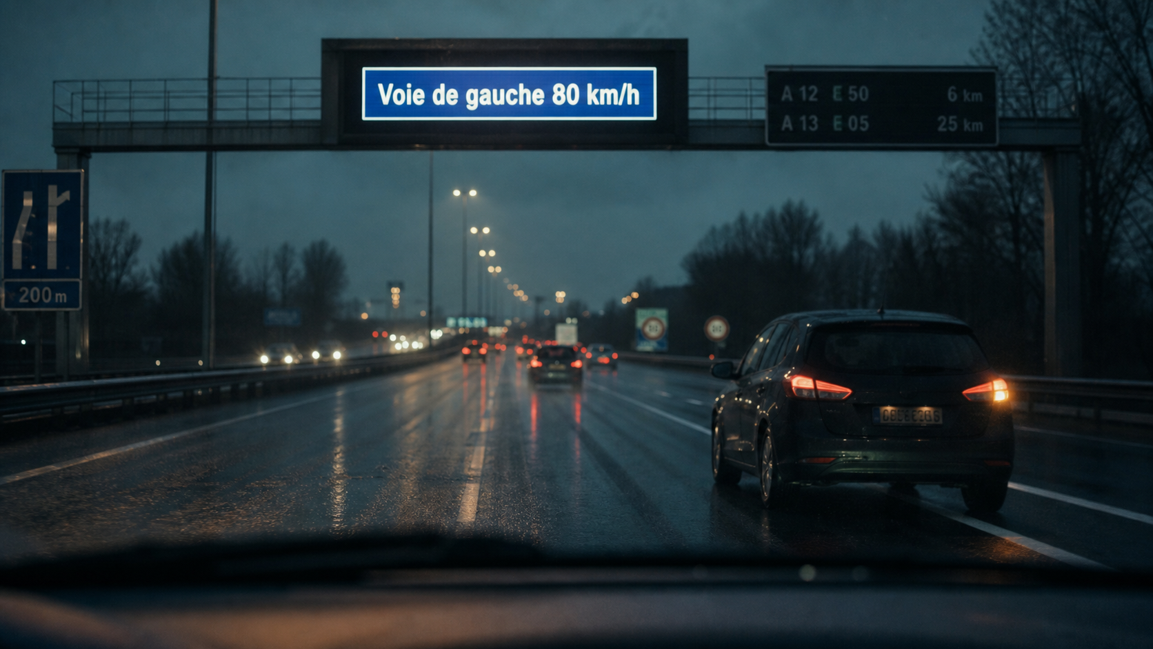 Vitesse minimum sur autoroute à droite : voiture plus lente sur la voie de droite