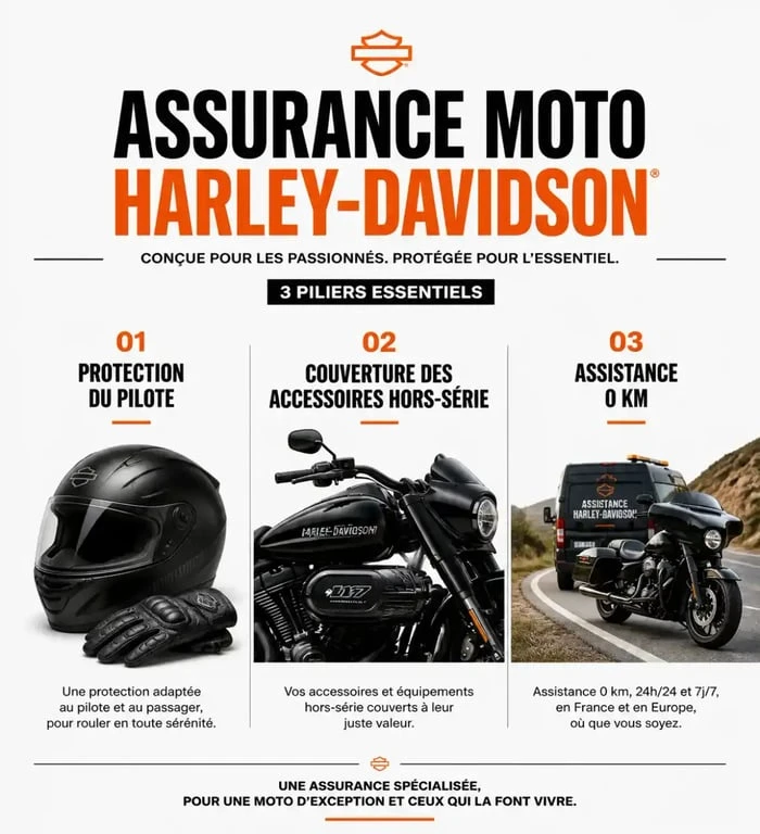 Les garanties essentielles d'une assurance moto Harley-Davidson : protection pilote, accessoires et assistance