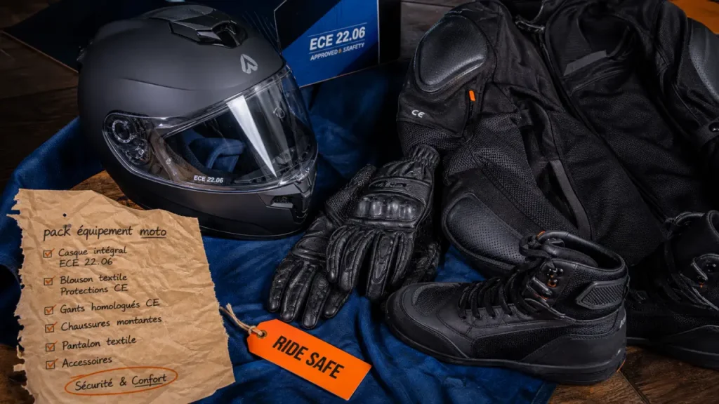 Pack équipement moto : les 4 essentiels, l’homologation ECE 22.06 et les tailles à vérifier