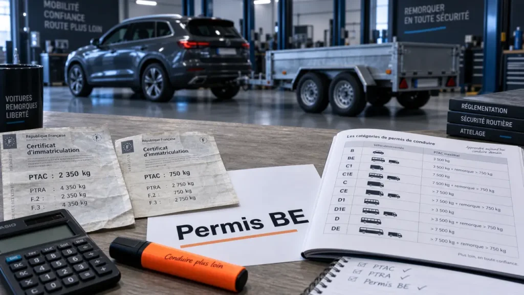 Permis E remorque : le calcul du PTAC pour choisir entre B, B96 et BE