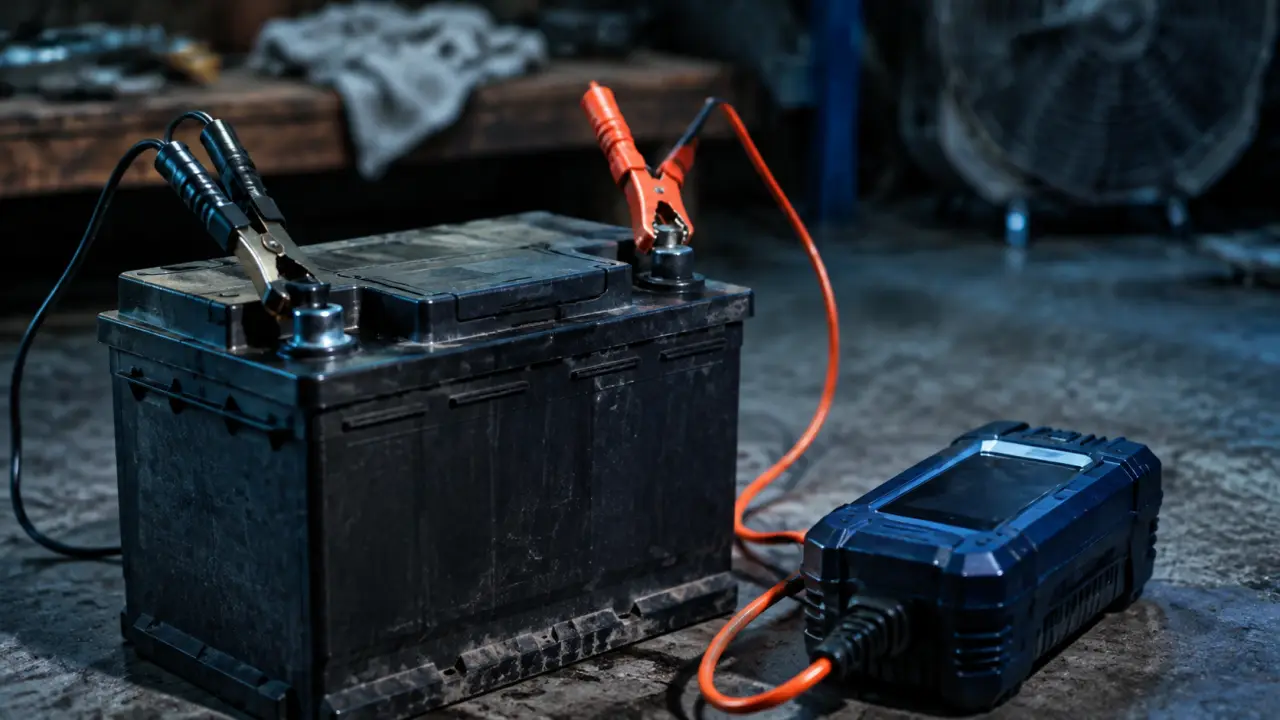 Recharger une batterie 12V : chargeur et pinces en sécurité